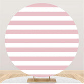 Lofaris Pink And White Stripes Wedding Custom Circle Backdrop